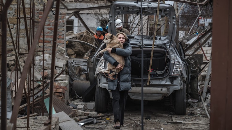 Russische drone aanval in Mykolaiv, Oekraine