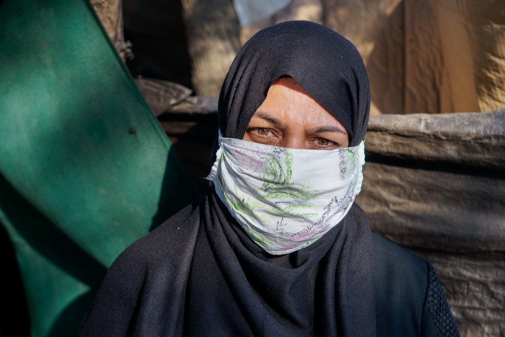 Oumaima uit Syrië woont met haar kinderen in een tent in kamp Vathy op Samos