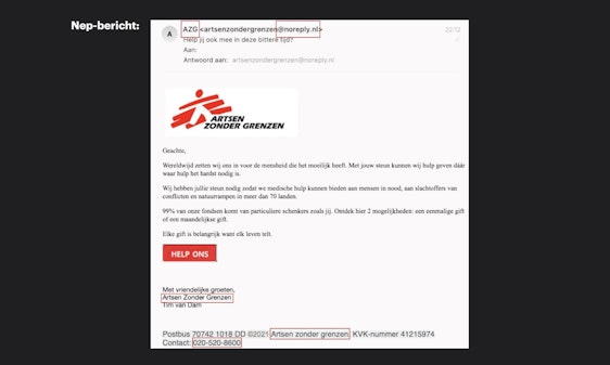Voorbeeld nepbericht