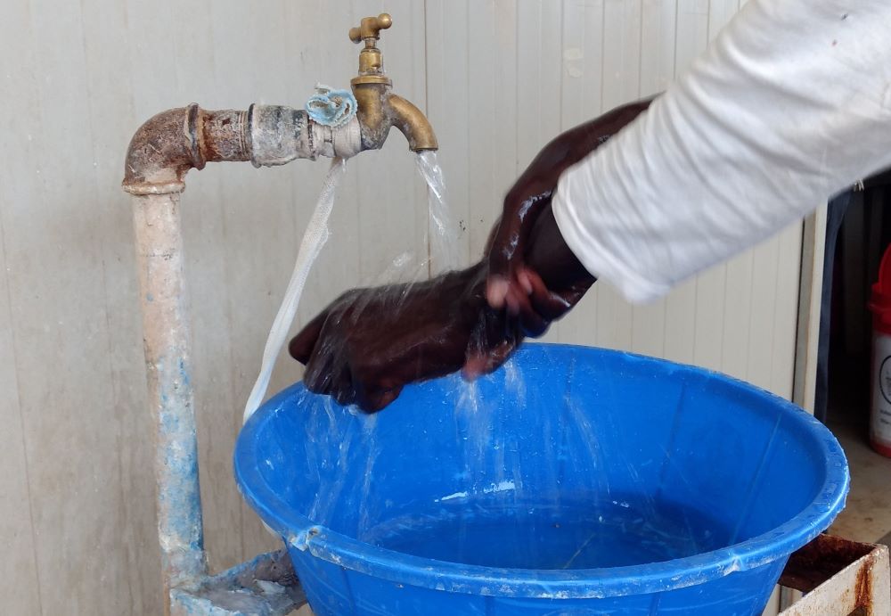 Handwaspunt in Bentiu, Zuid-Soedan