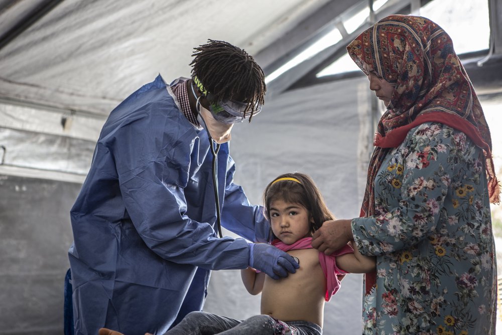 Onze kliniek voor kinderen en zwangere vrouwen net buiten het Moria-kamp op Lesbos, Griekenland Foto van mei 2020